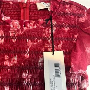 Sea NY smocked floral dress in garnet. Size 4 NWT